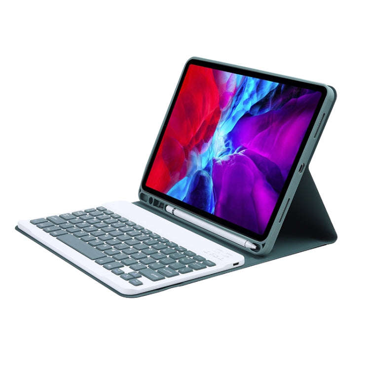 C-098B Candy Color Skin Feel Texture Bluetooth Keyboard Leather Case with Pen Holder For iPad Air...