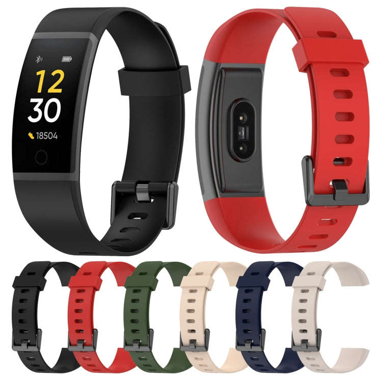 For Realme Band RMA199 Solid Color Silicone Watch Band(Black)