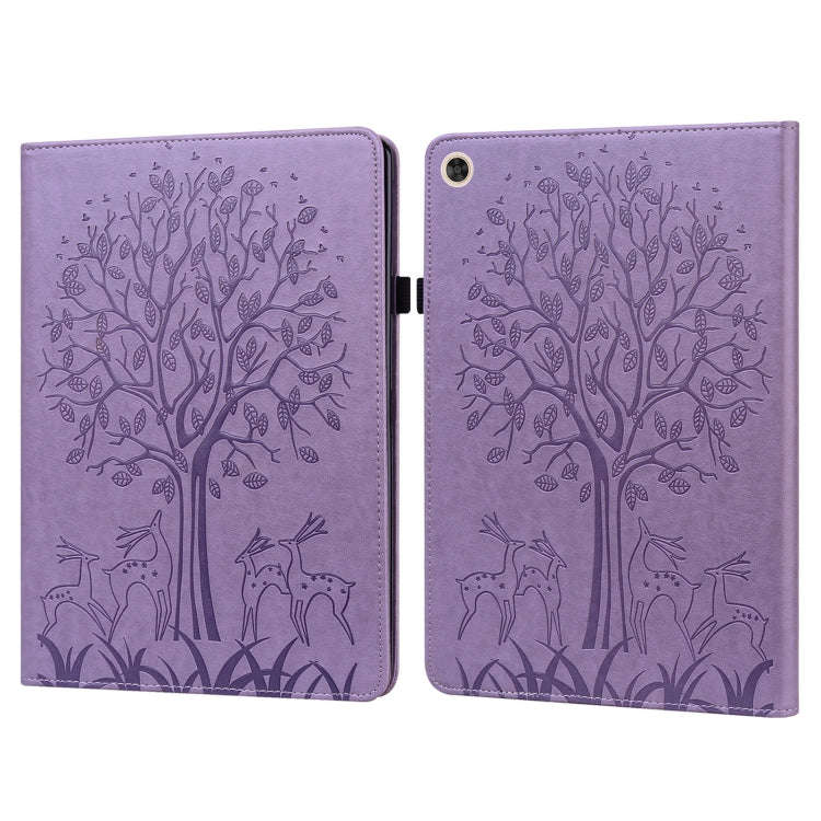 For Huawei MatePad T 10s 10.1 inch / T 10 9.7 inch Tree & Deer Pattern Pressed Printing Leather T...