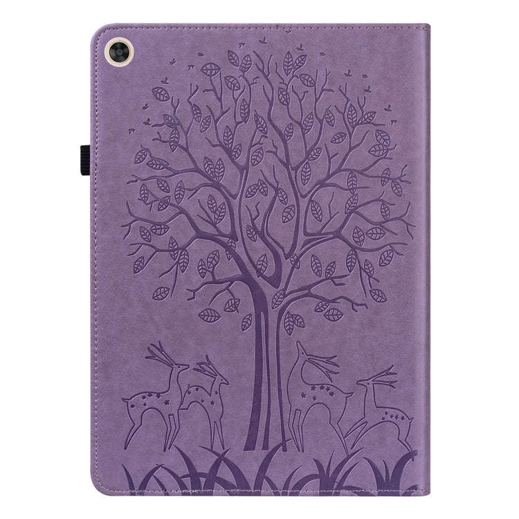 For Huawei MatePad T 10s 10.1 inch / T 10 9.7 inch Tree & Deer Pattern Pressed Printing Leather T...