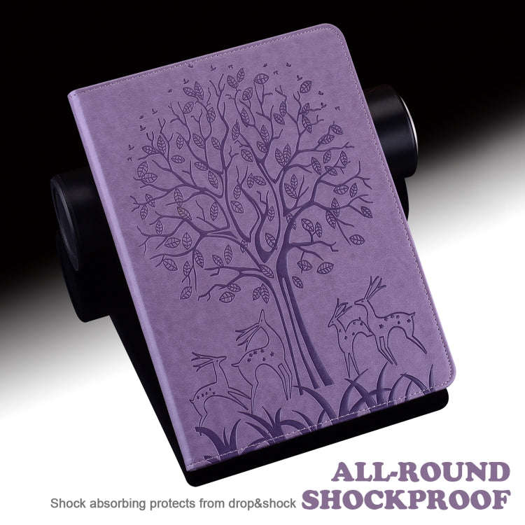 For Huawei MatePad T 10s 10.1 inch / T 10 9.7 inch Tree & Deer Pattern Pressed Printing Leather T...