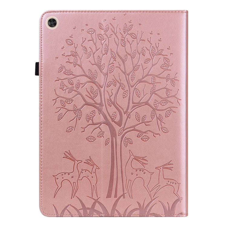 For Huawei MatePad T 10s 10.1 inch / T 10 9.7 inch Tree & Deer Pattern Pressed Printing Leather T...
