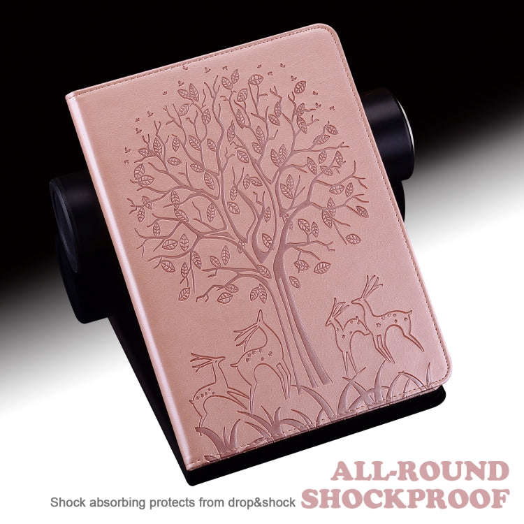 For Huawei MatePad T 10s 10.1 inch / T 10 9.7 inch Tree & Deer Pattern Pressed Printing Leather T...