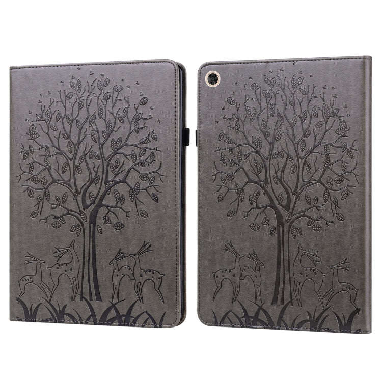 For Huawei MatePad T 10s 10.1 inch / T 10 9.7 inch Tree & Deer Pattern Pressed Printing Leather T...