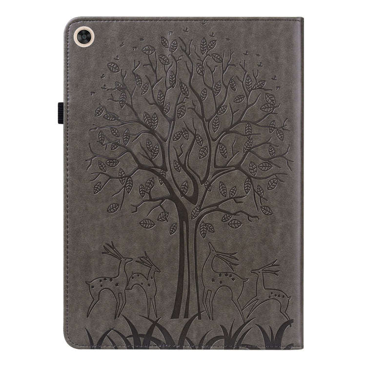 For Huawei MatePad T 10s 10.1 inch / T 10 9.7 inch Tree & Deer Pattern Pressed Printing Leather T...