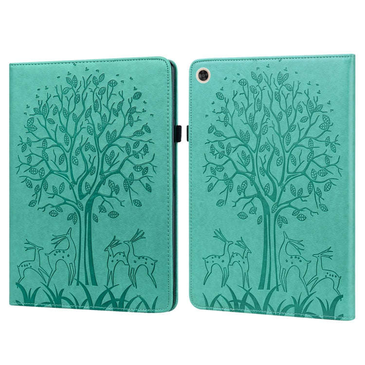 For Huawei MatePad T 10s 10.1 inch / T 10 9.7 inch Tree & Deer Pattern Pressed Printing Leather T...
