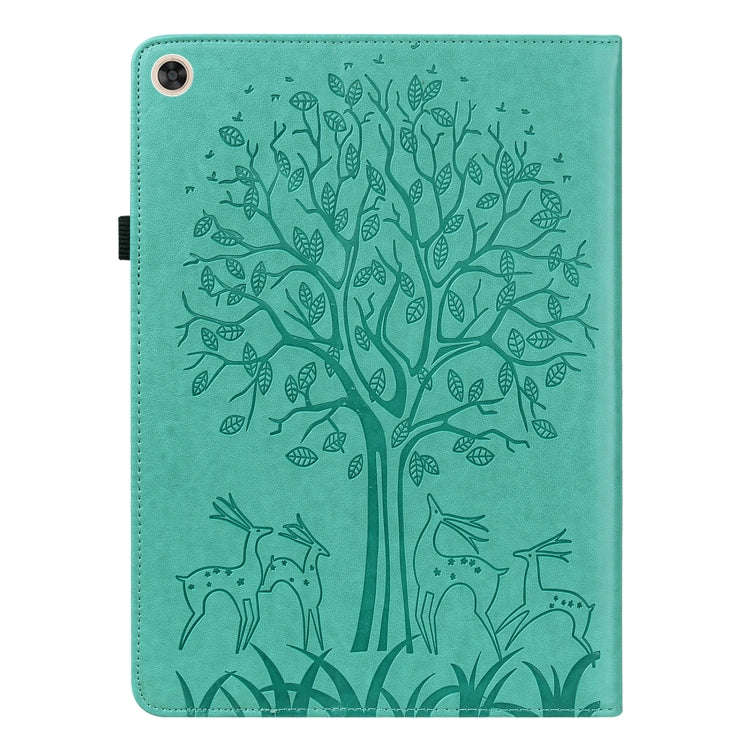 For Huawei MatePad T 10s 10.1 inch / T 10 9.7 inch Tree & Deer Pattern Pressed Printing Leather T...