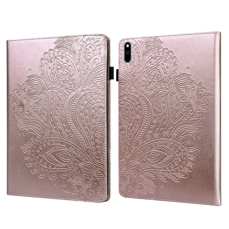 For Huawei MatePad 10.4 Peacock Embossed Pattern TPU + PU Leather Tablet Case(Rose Gold)