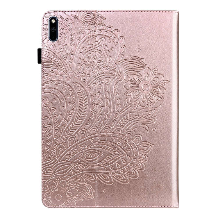 For Huawei MatePad 10.4 Peacock Embossed Pattern TPU + PU Leather Tablet Case(Rose Gold)