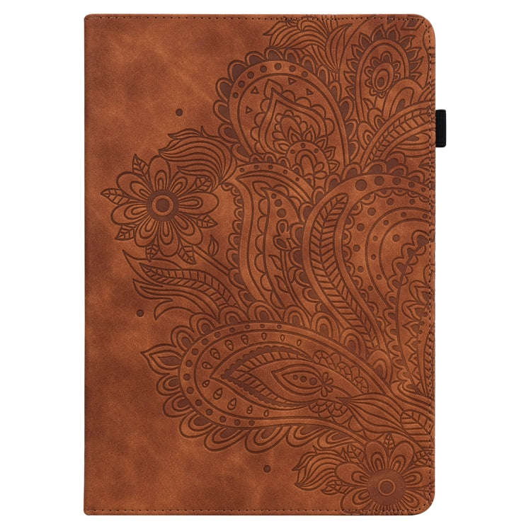 For Huawei MatePad 10.4 Peacock Embossed Pattern TPU + PU Leather Tablet Case(Brown)
