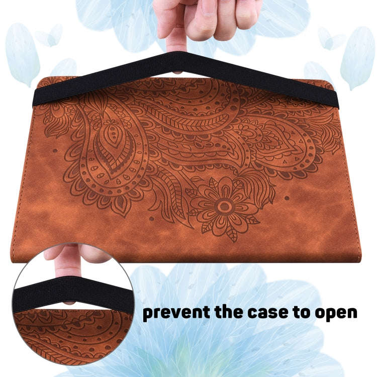 For Huawei MatePad 10.4 Peacock Embossed Pattern TPU + PU Leather Tablet Case(Brown)