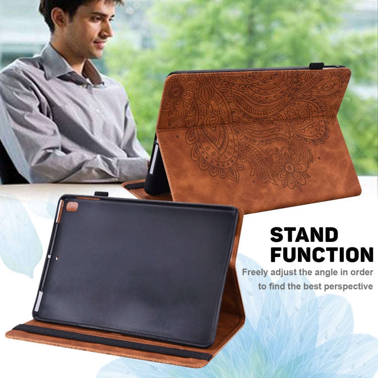For Huawei MatePad 10.4 Peacock Embossed Pattern TPU + PU Leather Tablet Case(Brown)