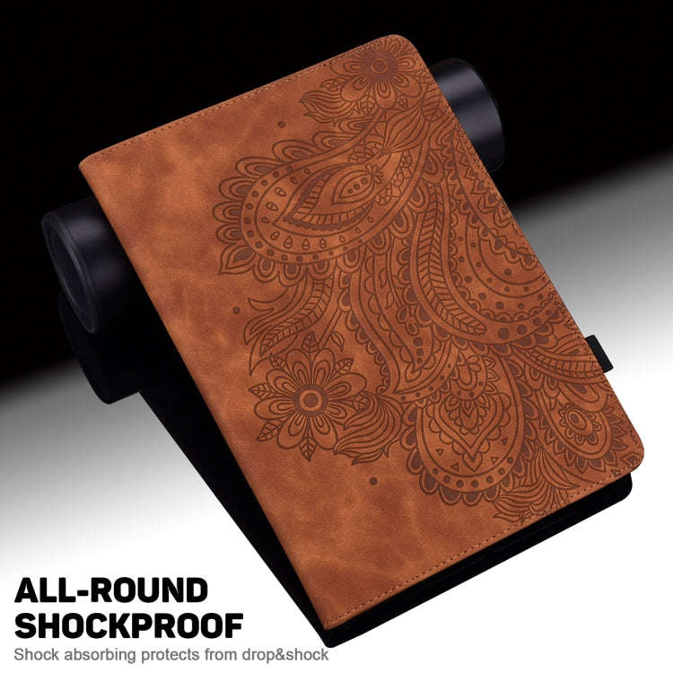 For Huawei MatePad 10.4 Peacock Embossed Pattern TPU + PU Leather Tablet Case(Brown)
