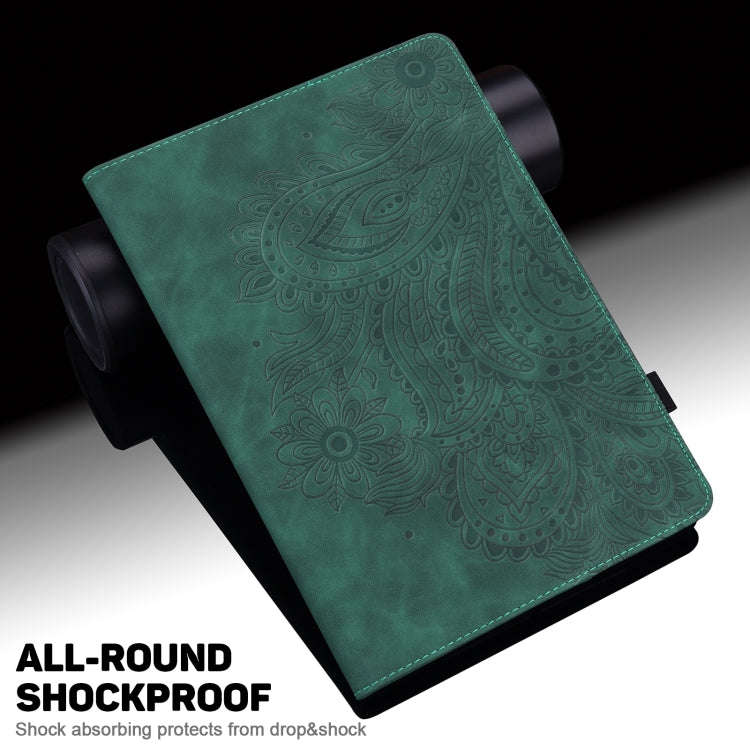 For Huawei MatePad 10.4 Peacock Embossed Pattern TPU + PU Leather Tablet Case(Green)