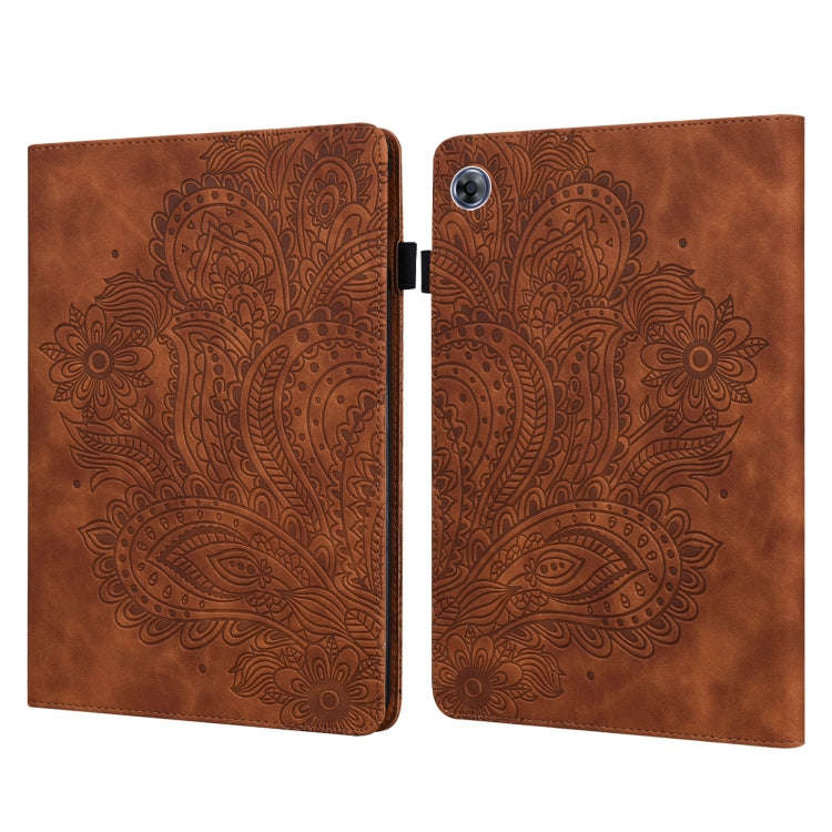 For Huawei MatePad T8 8.0 2020 Peacock Embossed Pattern TPU + PU Leather Tablet Case(Brown)