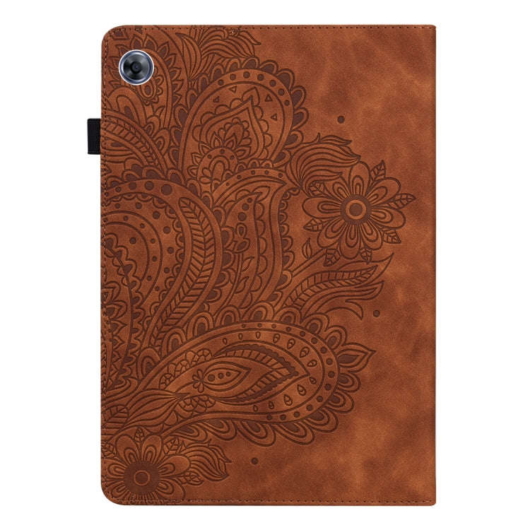For Huawei MatePad T8 8.0 2020 Peacock Embossed Pattern TPU + PU Leather Tablet Case(Brown)
