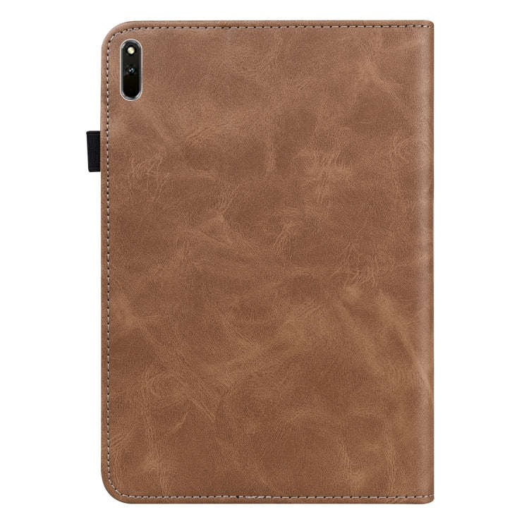 For Huawei MatePad 10.8 (2021) Solid Color Embossed Striped Leather Case(Brown)