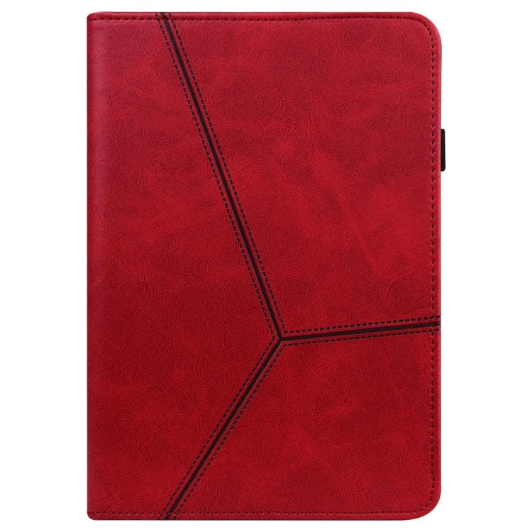 For Huawei MatePad 10.8 (2021) Solid Color Embossed Striped Leather Case(Red)
