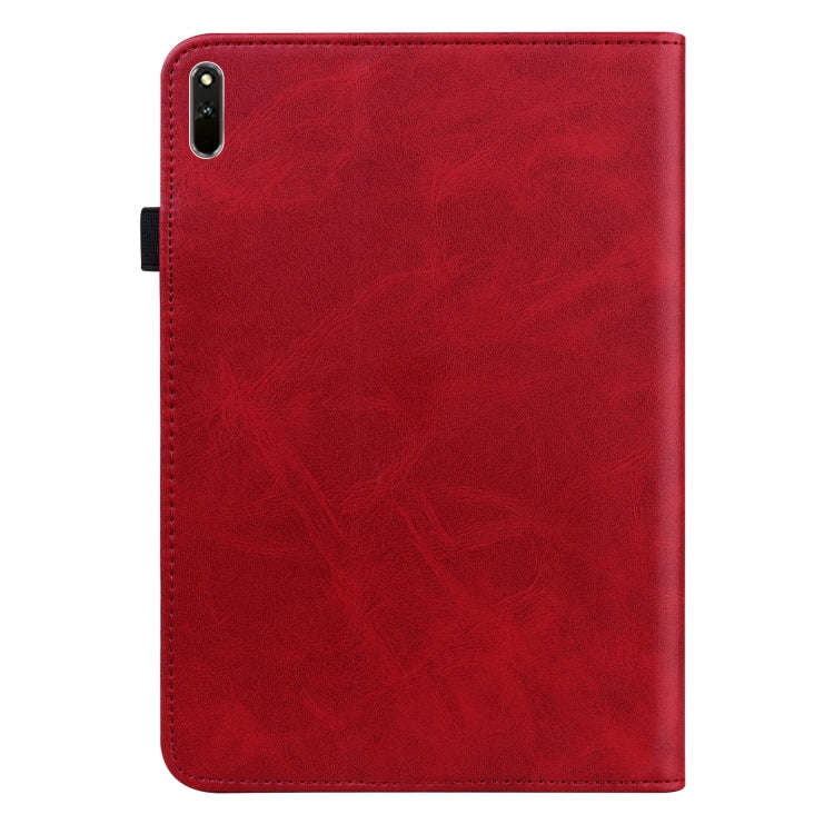 For Huawei MatePad 10.8 (2021) Solid Color Embossed Striped Leather Case(Red)