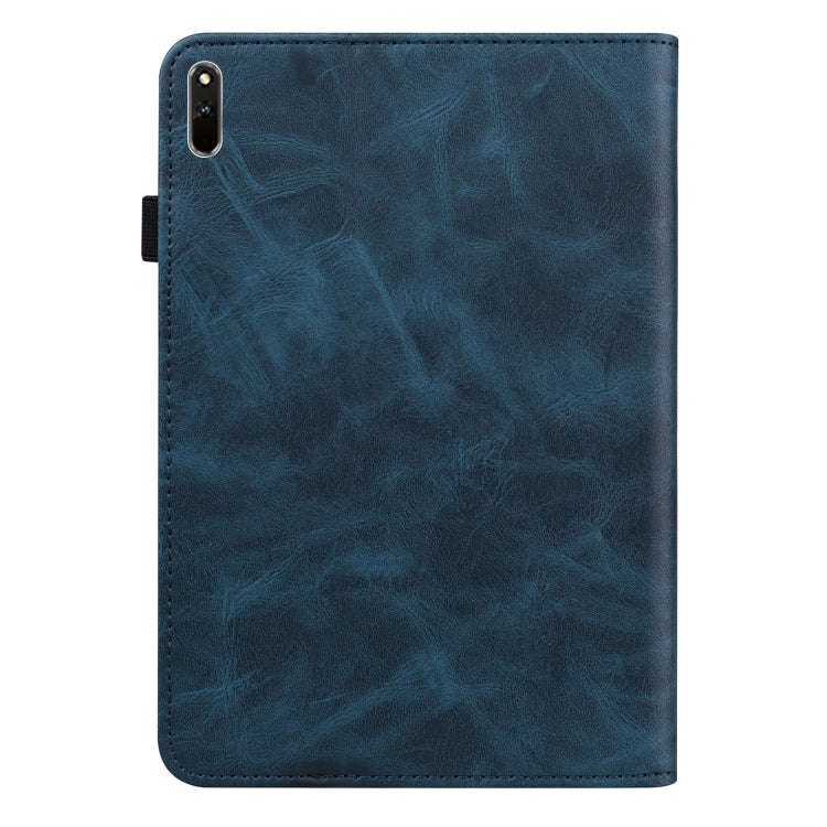 For Huawei MatePad 11 (2021) Solid Color Embossed Striped Leather Case(Blue)