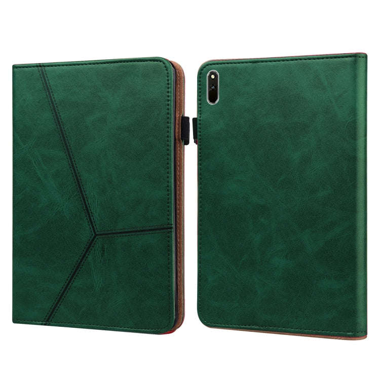 For Huawei MatePad 11 (2021) Solid Color Embossed Striped Leather Case(Green)