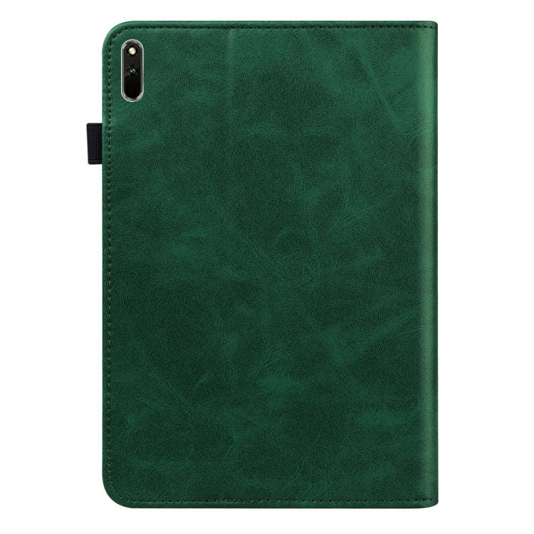 For Huawei MatePad 11 (2021) Solid Color Embossed Striped Leather Case(Green)