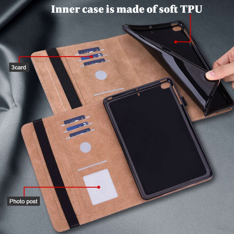 For Huawei MatePad 11 (2021) Solid Color Embossed Striped Leather Case(Black)