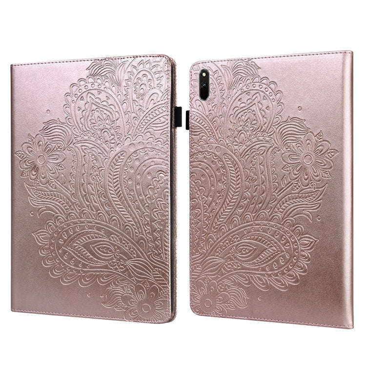 For Huawei Matepad 11 2021 Peacock Embossed Pattern TPU + PU Leather Tablet Case(Rose Gold)
