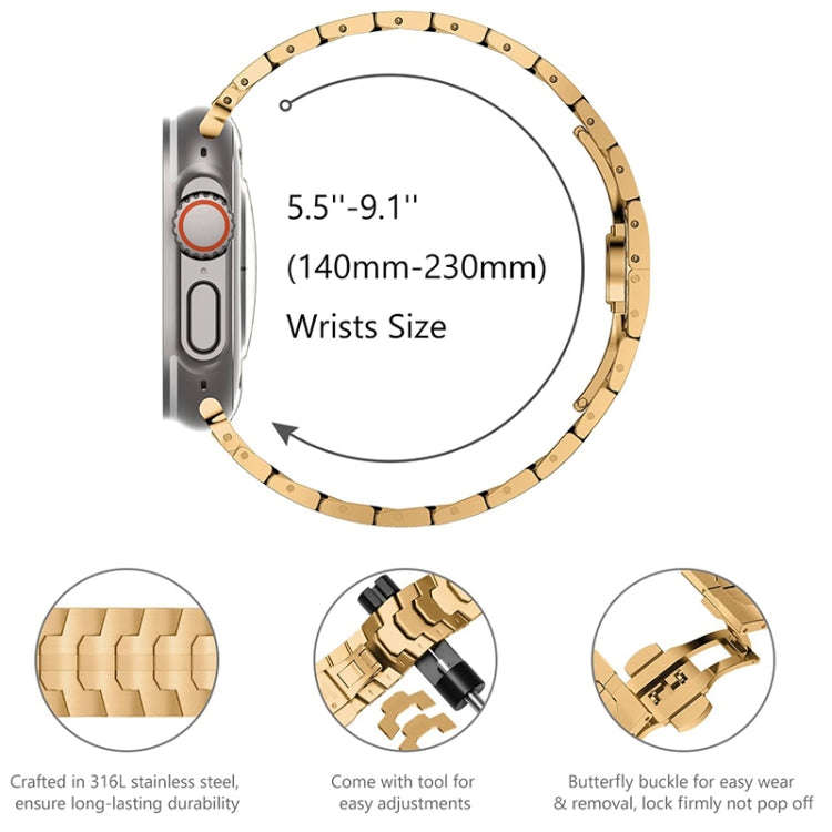 Steel Watch Band For Apple Watch Series 9&8&7 41mm / SE 3&SE 2&6&SE&5&4 40mm / 3&2&1 38mm(Rose Gold)