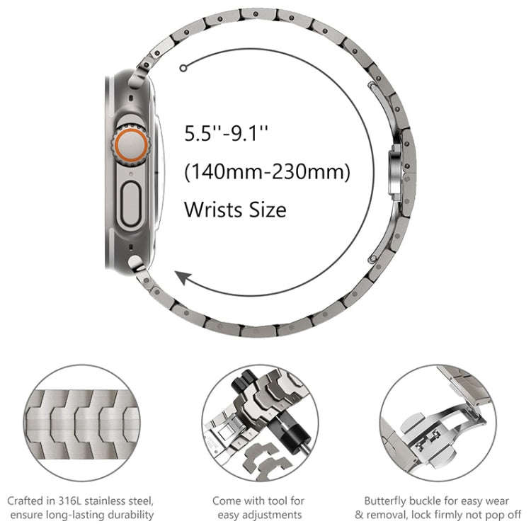 Steel Watch Band For Apple Watch Series 9&8&7 41mm / SE 3&SE 2&6&SE&5&4 40mm / 3&2&1 38mm(Titanium)