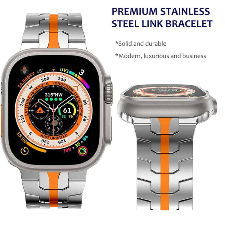 Steel Watch Band For Apple Watch Series 9&8&7 41mm / SE 3&SE 2&6&SE&5&4 40mm / 3&2&1 38mm(Silver ...