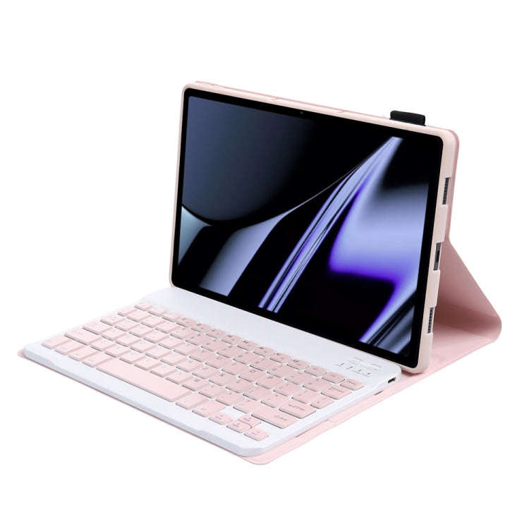 OP11 Lambskin Texture Ultra-thin Bluetooth Keyboard Leather Case For OPPO Pad 11 inch(Pink)