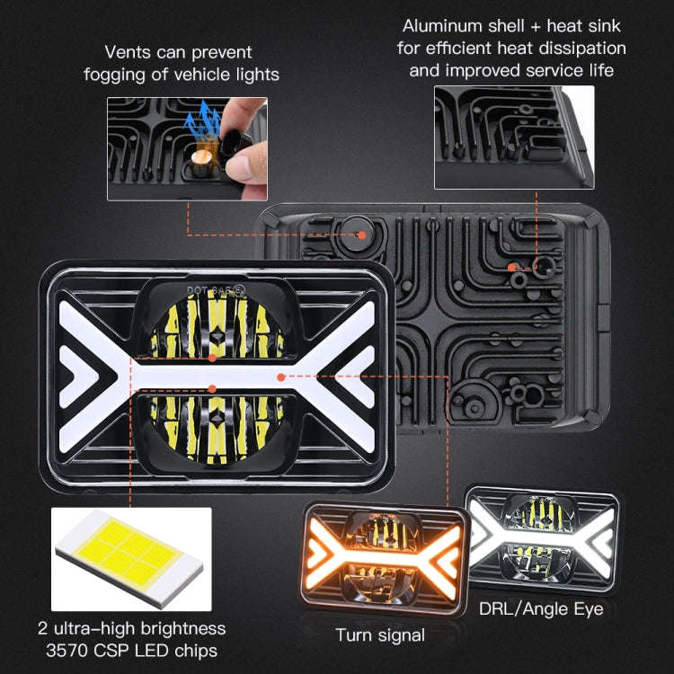 5 inch Square Truck Two-color Headlights 9-30V 36W / 22W 4000LM 6000K / 3000K