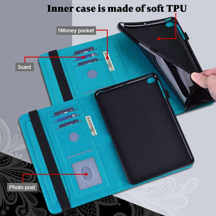 Lace Flower Embossing Pattern Leather Tablet Case For Huawei MatePad Pro 10.8 2021 / 2019(Blue)