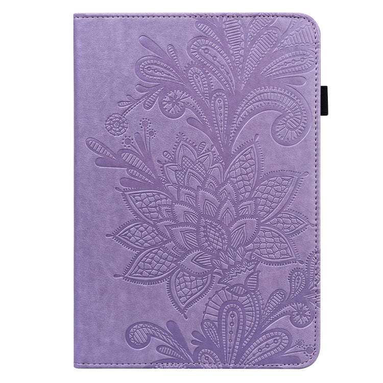 Lace Flower Embossing Pattern Leather Tablet Case For Huawei MatePad 11 2021(Purple)