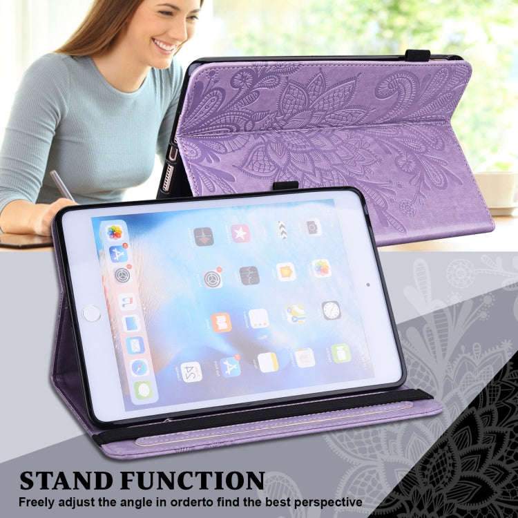 Lace Flower Embossing Pattern Leather Tablet Case For Huawei MatePad 11 2021(Purple)
