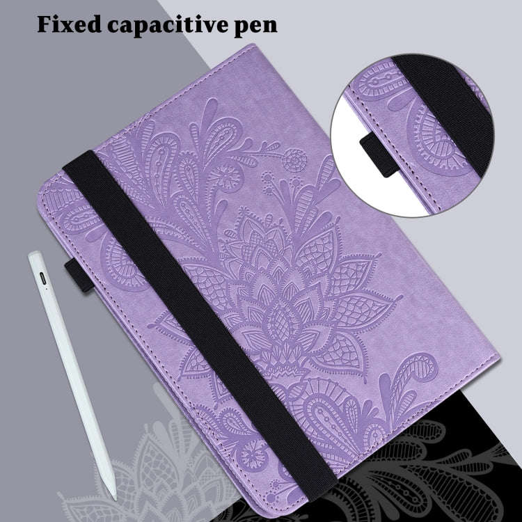 Lace Flower Embossing Pattern Leather Tablet Case For Huawei MatePad 11 2021(Purple)
