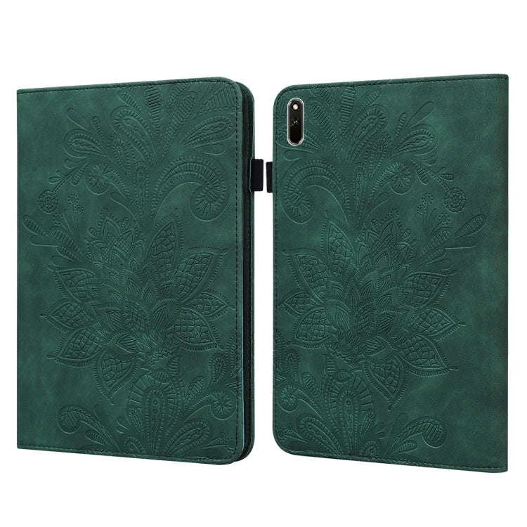 Lace Flower Embossing Pattern Leather Tablet Case For Huawei MatePad 11 2021(Green)