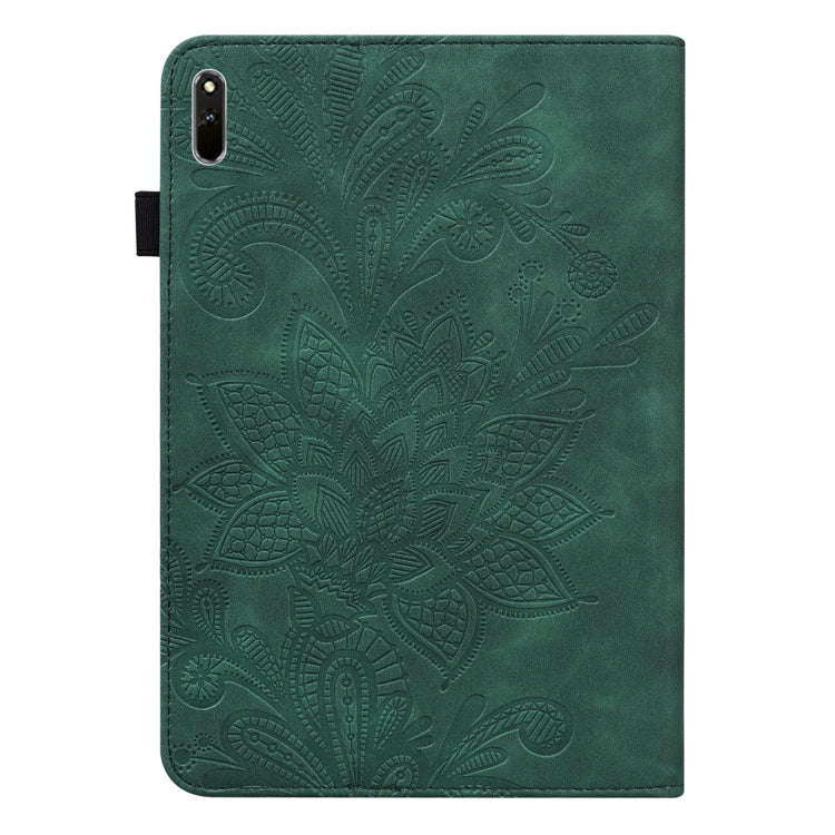 Lace Flower Embossing Pattern Leather Tablet Case For Huawei MatePad 11 2021(Green)