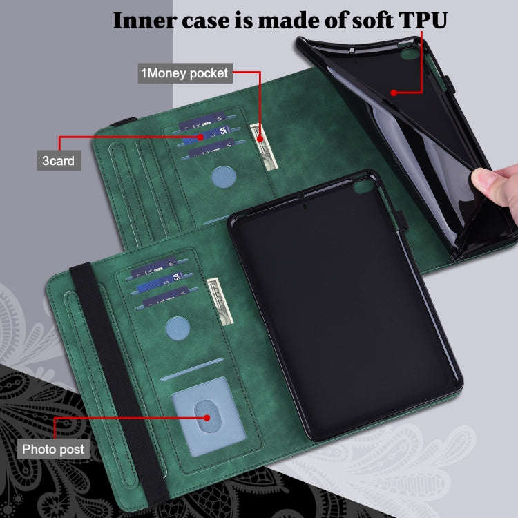 Lace Flower Embossing Pattern Leather Tablet Case For Huawei MatePad 11 2021(Green)