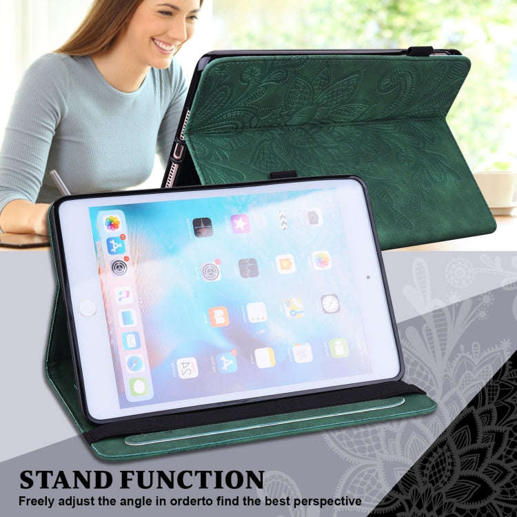 Lace Flower Embossing Pattern Leather Tablet Case For Huawei MatePad 11 2021(Green)