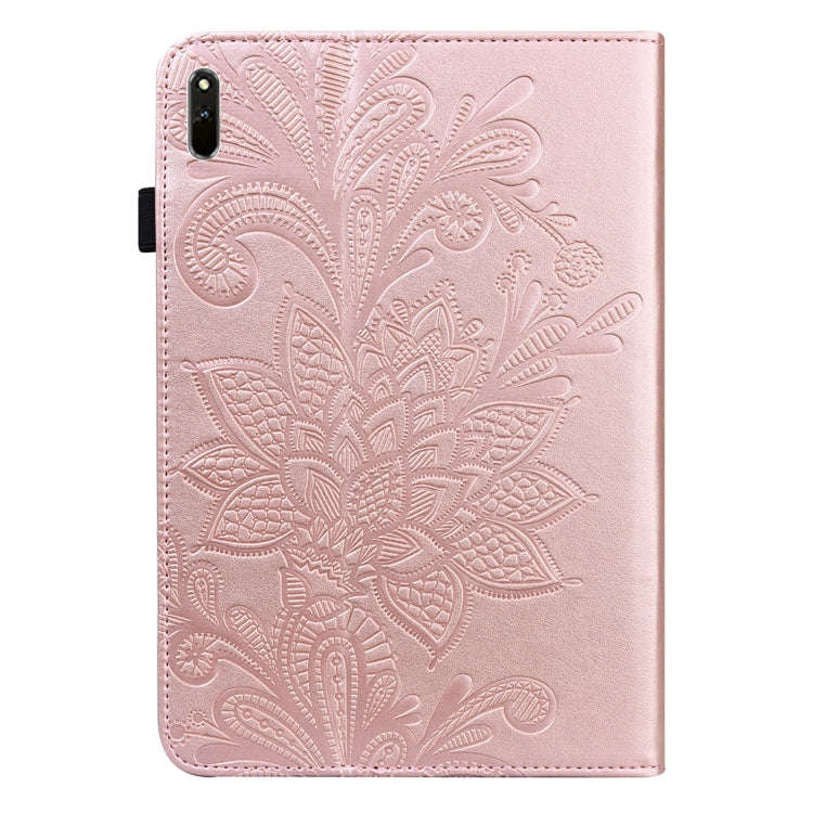 Lace Flower Embossing Pattern Leather Tablet Case For Huawei MatePad 11 2021(Gold)