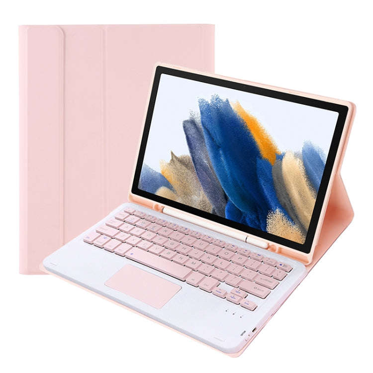 A08B-A Candy Color Bluetooth Keyboard Leather Case with Pen Slot & Touchpad For Samsung Galaxy Ta...