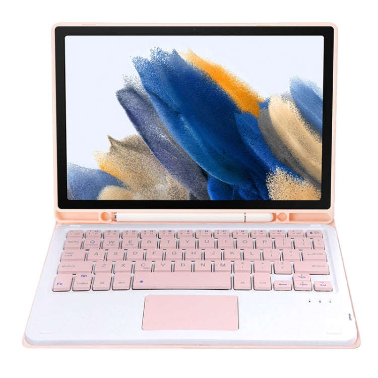 A08B-A Candy Color Bluetooth Keyboard Leather Case with Pen Slot & Touchpad For Samsung Galaxy Ta...