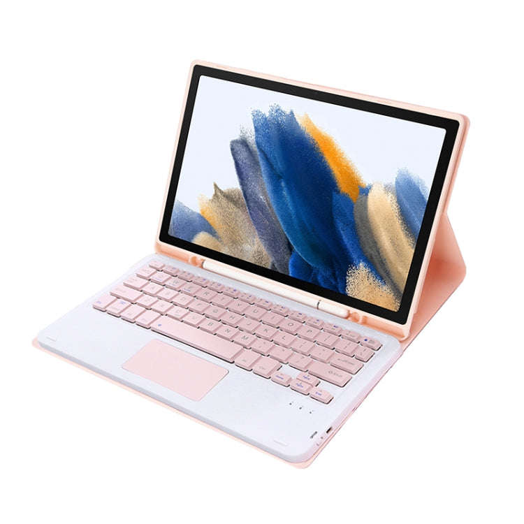 A08B-A Candy Color Bluetooth Keyboard Leather Case with Pen Slot & Touchpad For Samsung Galaxy Ta...