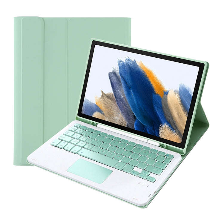 A08B-A Candy Color Bluetooth Keyboard Leather Case with Pen Slot & Touchpad For Samsung Galaxy Ta...