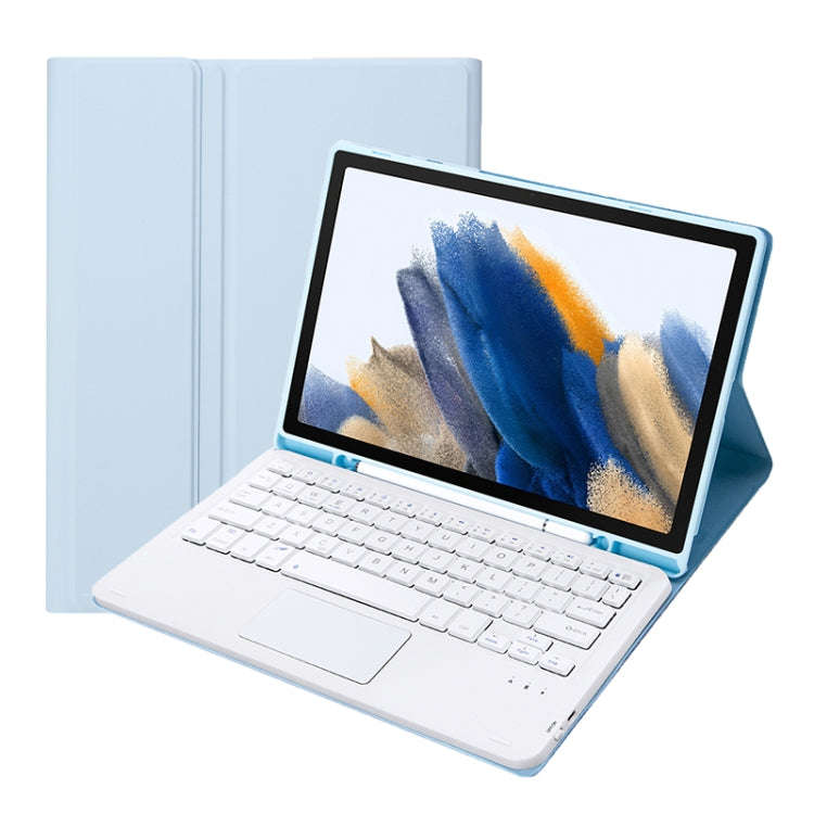 A08B-A Candy Color Bluetooth Keyboard Leather Case with Pen Slot & Touchpad For Samsung Galaxy Ta...