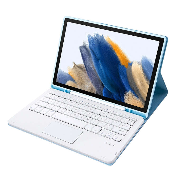 A08B-A Candy Color Bluetooth Keyboard Leather Case with Pen Slot & Touchpad For Samsung Galaxy Ta...