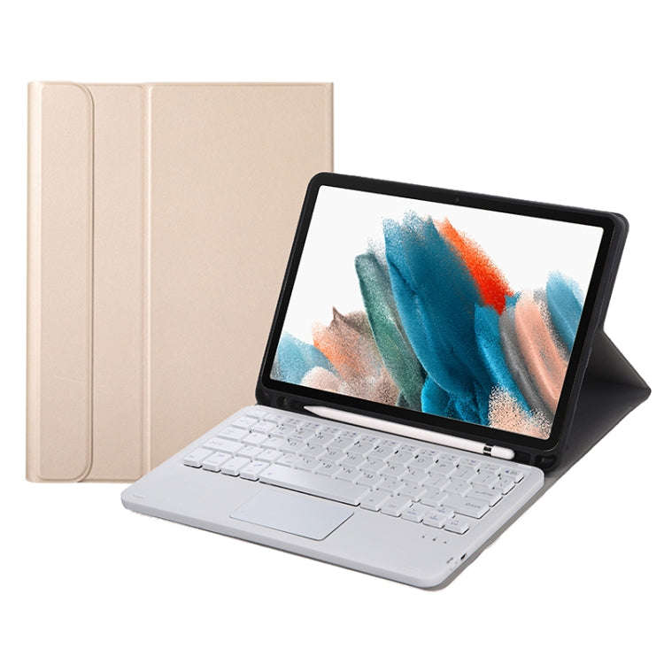A08B-A Bluetooth Keyboard Leather Case with Pen Slot & Touchpad For Samsung Galaxy Tab A8 2021 SM...