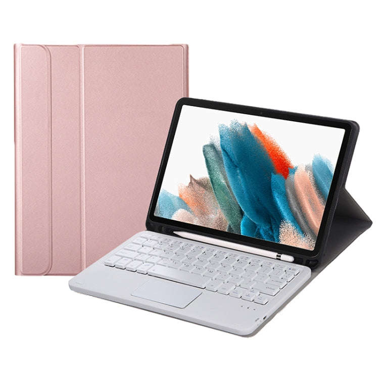 A08B-A Bluetooth Keyboard Leather Case with Pen Slot & Touchpad For Samsung Galaxy Tab A8 2021 SM...